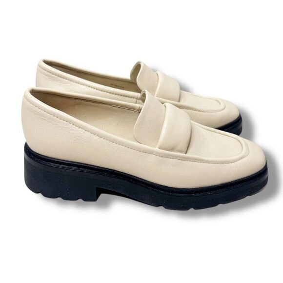Vince Robin Leather Loafer in Moonlight Cream Lug Soled Heeled Women’s Size 7.5 - Picture 2 of 11